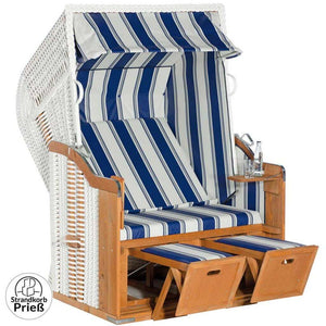 Strandkorb SunnySmart Rustikal 250 Basic, PVC-Geflecht weiß, PVC Stoff 630 - Strandkorb Prieß