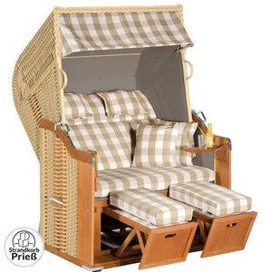 Strandkorb SunnySmart Rustikal 255 Plus, PVC-Geflecht beige, Dessin 1224 - Strandkorb Prieß