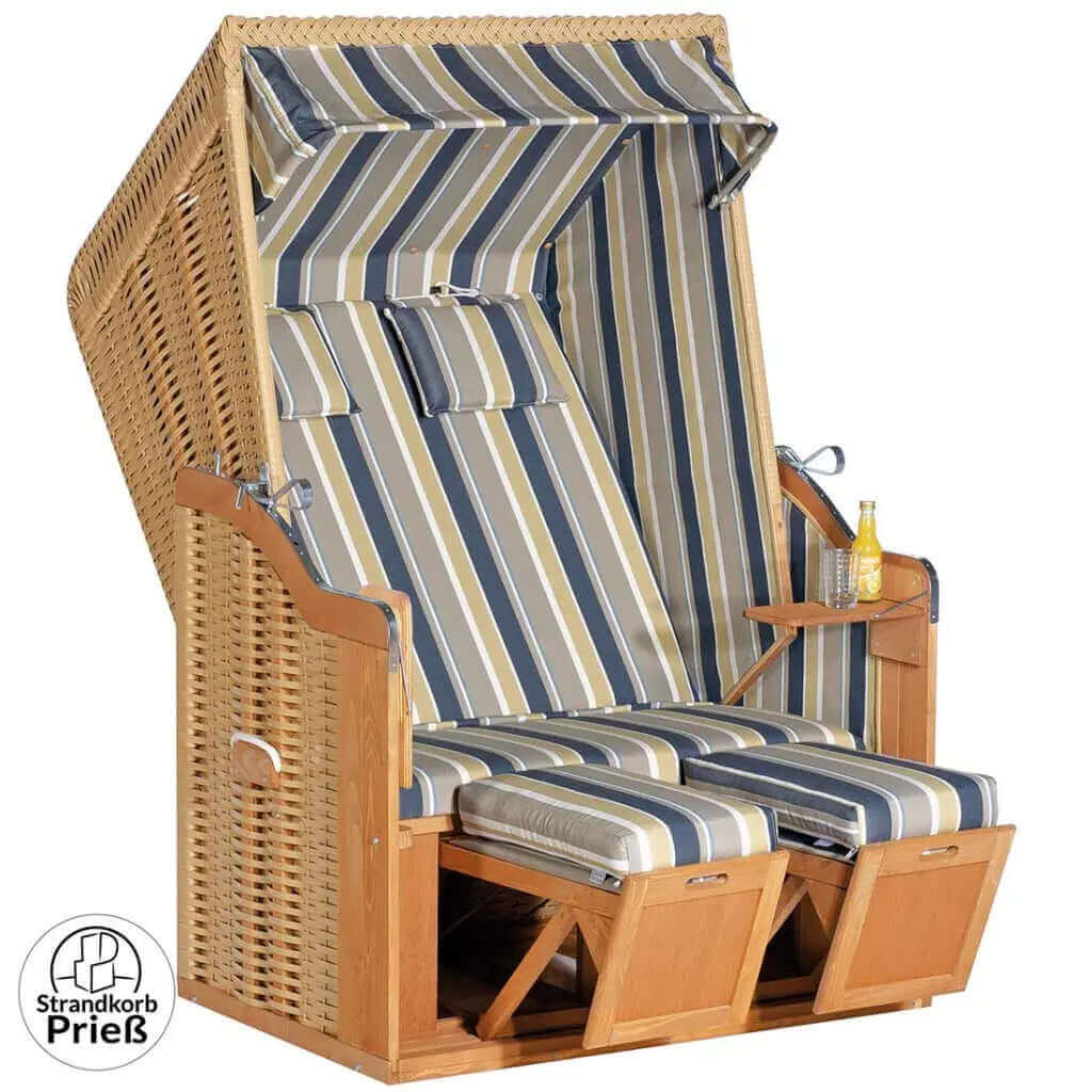 Strandkorb SunnySmart Rustikal 50 Plus - PVC-Geflecht beige, Dessin 1236 - Strandkorb Prieß