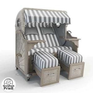 Strandkorb Strandkorbprofi Munkmarsch Teak Vintage white washed Cad-z_anthrazit-silber_32708_Bullauge - Strandkorb Fachhandel Prieß