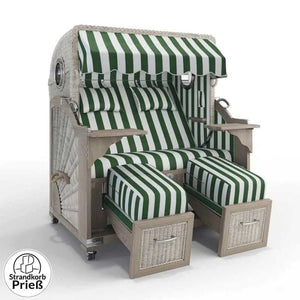 Strandkorb Strandkorbprofi Munkmarsch Teak Vintage white washed Hamburg_gruen_45926_PVC-Folie-Bullauge - Strandkorb Fachhandel Prieß