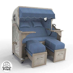 Strandkorb Strandkorbprofi Munkmarsch Teak Vintage white washed Hannover_blau_95405_Bullauge - Strandkorb Fachhandel Prieß