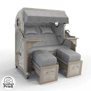 Strandkorb Strandkorbprofi Munkmarsch Teak Vintage white washed Hannover_grau_95418_Bullauge - Strandkorb Fachhandel Prieß