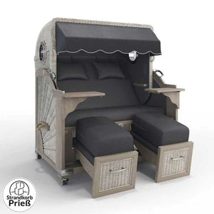 Strandkorb Strandkorbprofi Munkmarsch Teak Vintage white washed Heritage_anthrazit_35300_Bullauge - Strandkorb Fachhandel Prieß