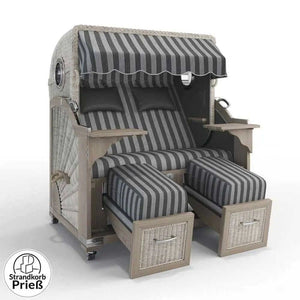 Strandkorb Strandkorbprofi Munkmarsch Teak Vintage white washed Ibiza_grau_64208_Bullauge - Strandkorb Fachhandel Prieß
