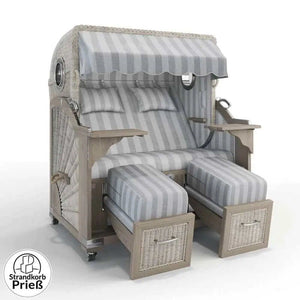 Strandkorb Strandkorbprofi Munkmarsch Teak Vintage white washed Innsbruck_grau_42655_Bullauge - Strandkorb Fachhandel Prieß