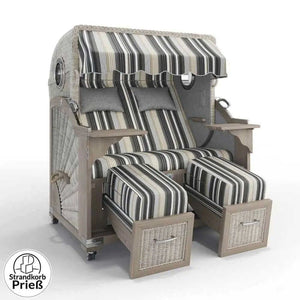 Strandkorb Strandkorbprofi Munkmarsch Teak Vintage white washed Lissabon_grau_52218_Bullauge - Strandkorb Fachhandel Prieß