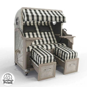 Strandkorb Strandkorbprofi Munkmarsch Teak Vintage white washed Muenchen_grau_48108_Bullauge - Strandkorb Fachhandel Prieß