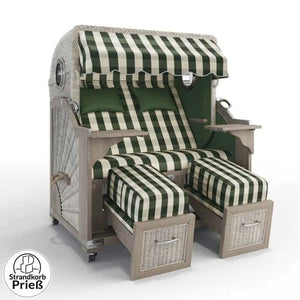Strandkorb Strandkorbprofi Munkmarsch Teak Vintage white washed Muenchen_gruen_48106_Bullauge - Strandkorb Fachhandel Prieß