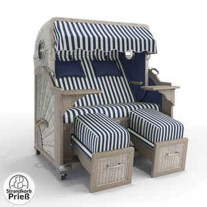 Strandkorb Strandkorbprofi Munkmarsch Teak Vintage white washed Porto_blau-creme_82335_Bullauge - Strandkorb Fachhandel Prieß