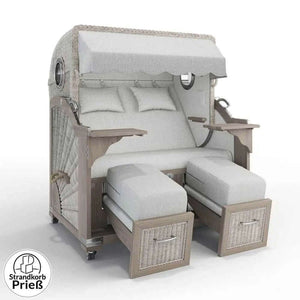 Strandkorb Strandkorbprofi Munkmarsch Teak Vintage white washed San_Amsterdam_grau_26200_Bullauge - Strandkorb Fachhandel Prieß