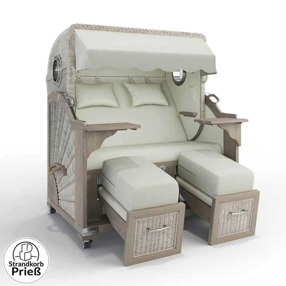Strandkorb Strandkorbprofi Munkmarsch Teak Vintage white washed San_Rotterdam_sand_25100_Bullauge - Strandkorb Fachhandel Prieß