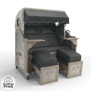 Strandkorb Strandkorbprofi Munkmarsch Teak Vintage white washed San_Sebastian_anthrazit_31418_Bullauge - Strandkorb Fachhandel Prieß