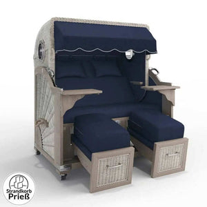 Strandkorb Strandkorbprofi Munkmarsch Teak Vintage white washed San_Sebastian_blau_31415_Bullauge - Strandkorb Fachhandel Prieß