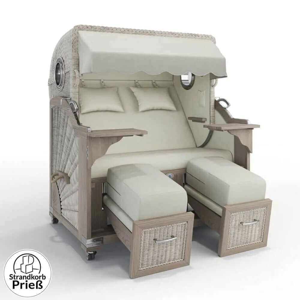 Strandkorb Strandkorbprofi Munkmarsch Teak Vintage white washed San_Sebastian_sand_31417_Bullauge - Strandkorb Fachhandel Prieß