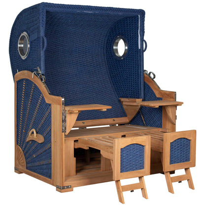 Strandkorb Aruba Geflecht blau blue