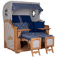 Strandkorb Aruba ivory hellrau mit Dessin 236 blau weiss gestreift