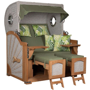 Strandkorb Aruba ivory hellrau mit Dessin 242 grün