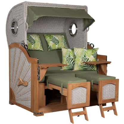 Strandkorb Aruba ivory hellrau mit Dessin 242 grün