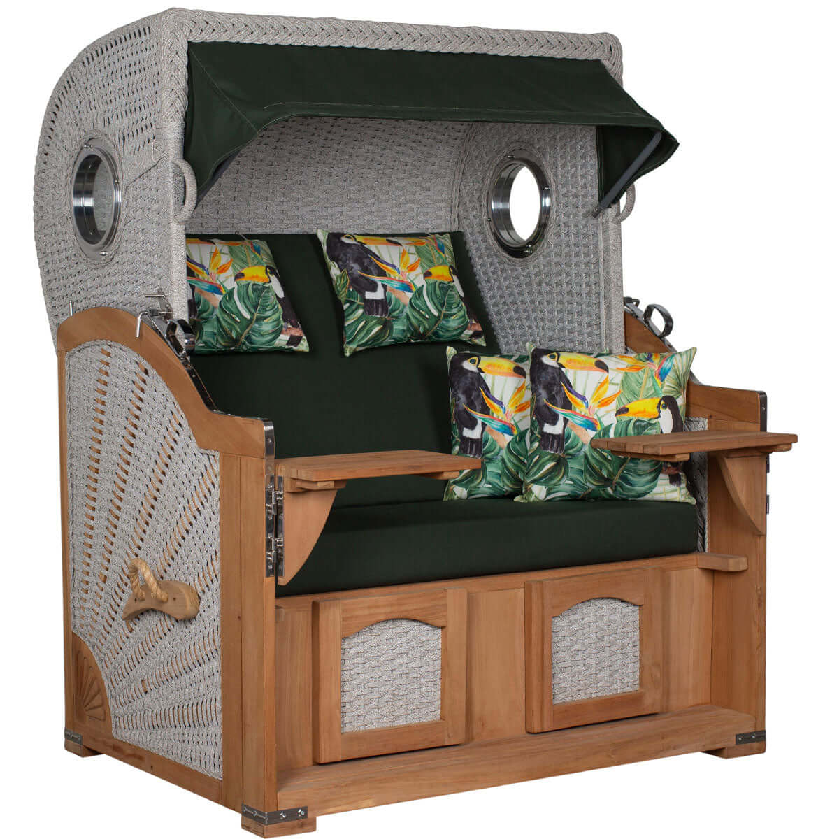 Strandkorb Aruba ivory mit Dessin 244 Tukan