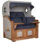 Strandkorb Aruba ivory mit Dessin 254 blau grau