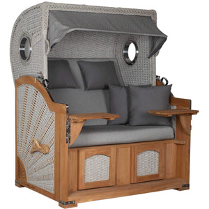 Strandkorb deVries Aruba XL mit Rope Kordel-Geflecht in ivory für gemütliches Entspannen im Freien.