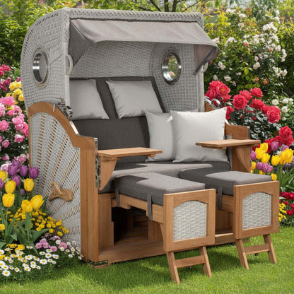 Strandkorb Aruba ivory im Blumen Garten