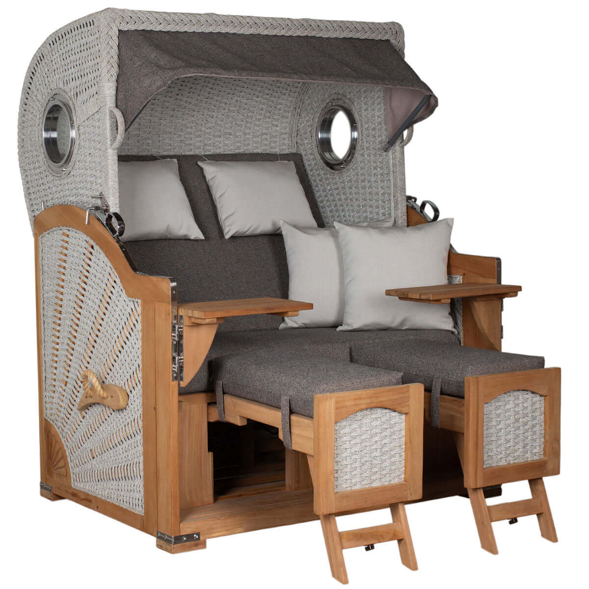 Strandkorb Aruba ivory mit Dessin 252 braun beige meliert