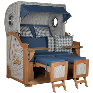 Aruba Strandkorb mit Pure Innengeflecht Rope ivory - Dessin blau grau 509