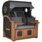 Strandkorb Aruba Teak anthracit Dessin 466 grau