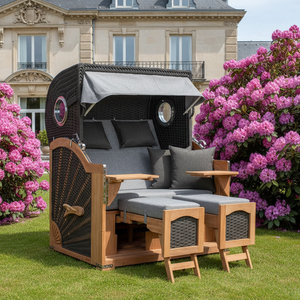 Strandkorb devries Aruba XL Rope Kordel-Geflecht 15mm anthracite Dessin 466 grau