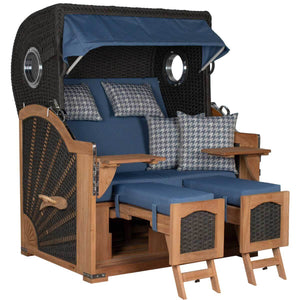 Aruba Strandkorb mit Pure Innengeflecht Rope Dessin blau grau 509