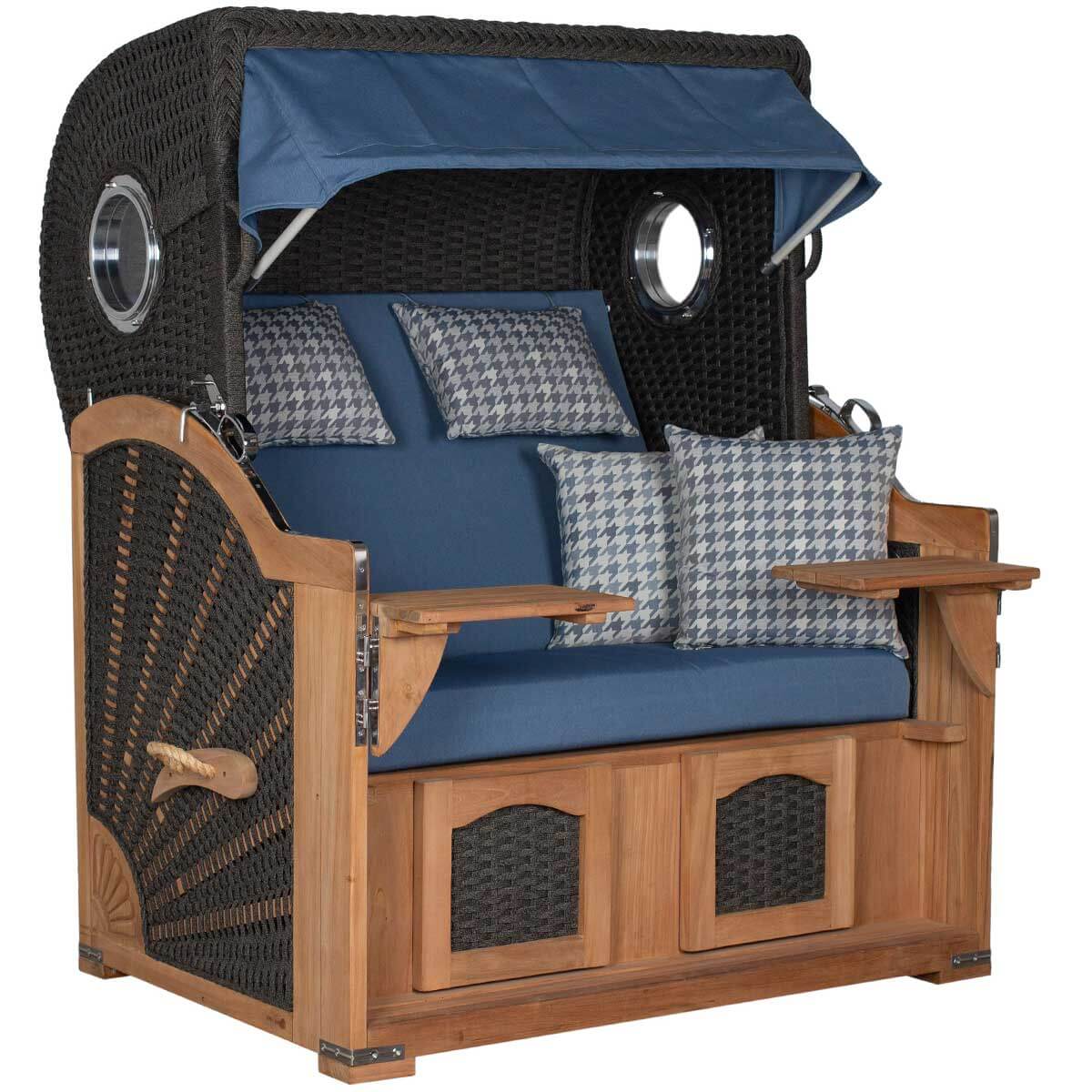 Aruba Strandkorb mit Pure Innengeflecht Rope Dessin blau grau 509