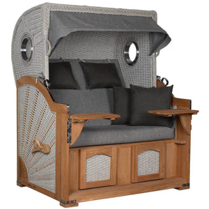 Strandkorb Aruba Teak ivory Rope Kordel Geflecht Dessin 466 grau