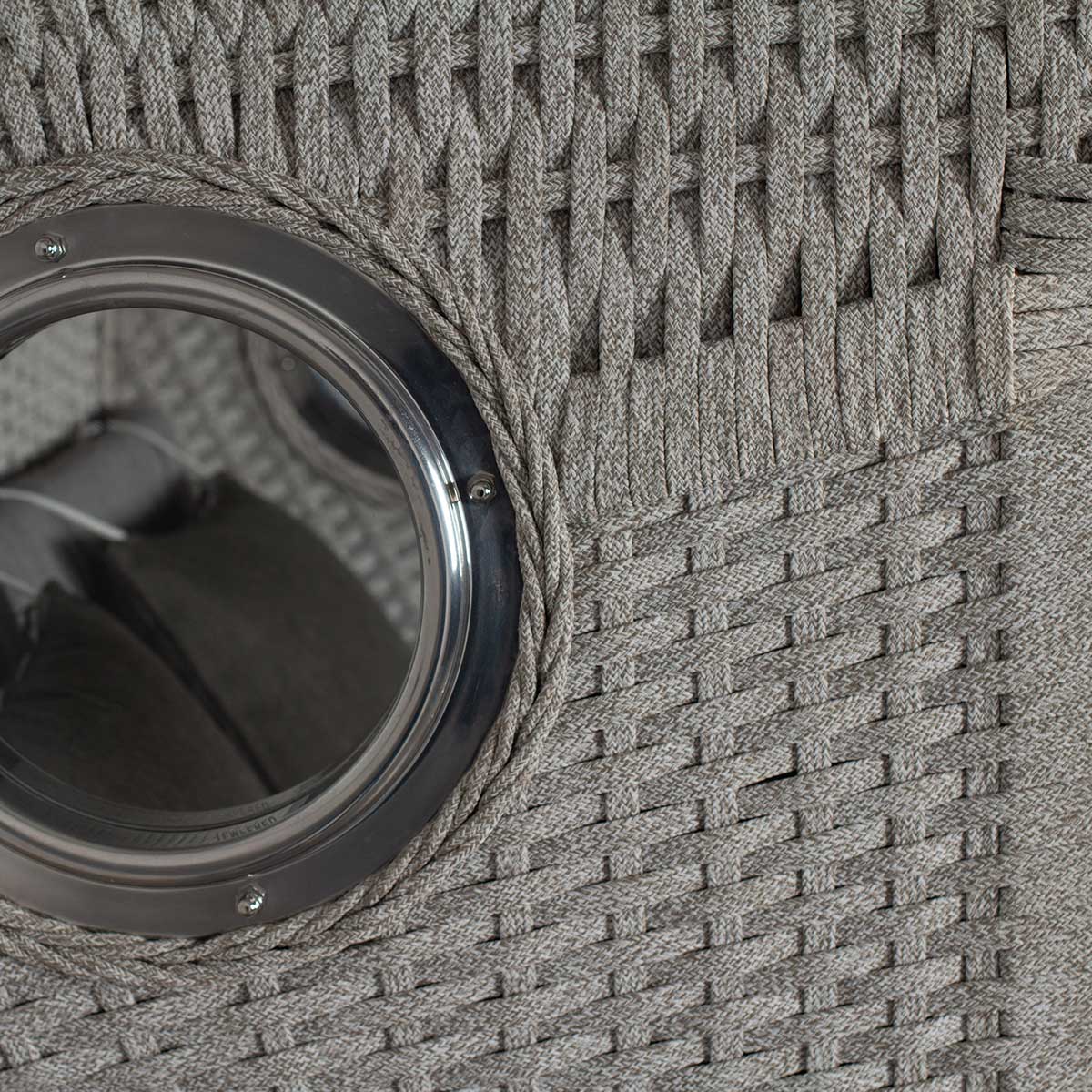 Aruba Strandkorb mit Rope ivory - Dessin blau grau 509