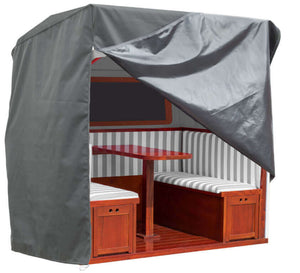 Strandkorb 6-Sitzer Gosch Lounge PVC weiss Des. rot weiss - Version 2025 - Strandkorb Fachhandel Prieß