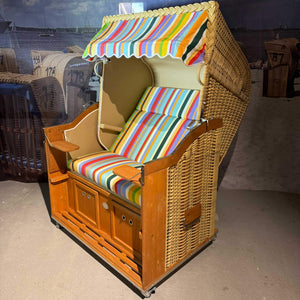 Strandkorb Sonnenpartner Modell Classic PE Naturoptik, Holz lasiert, Dessin bunt 13 sand 701