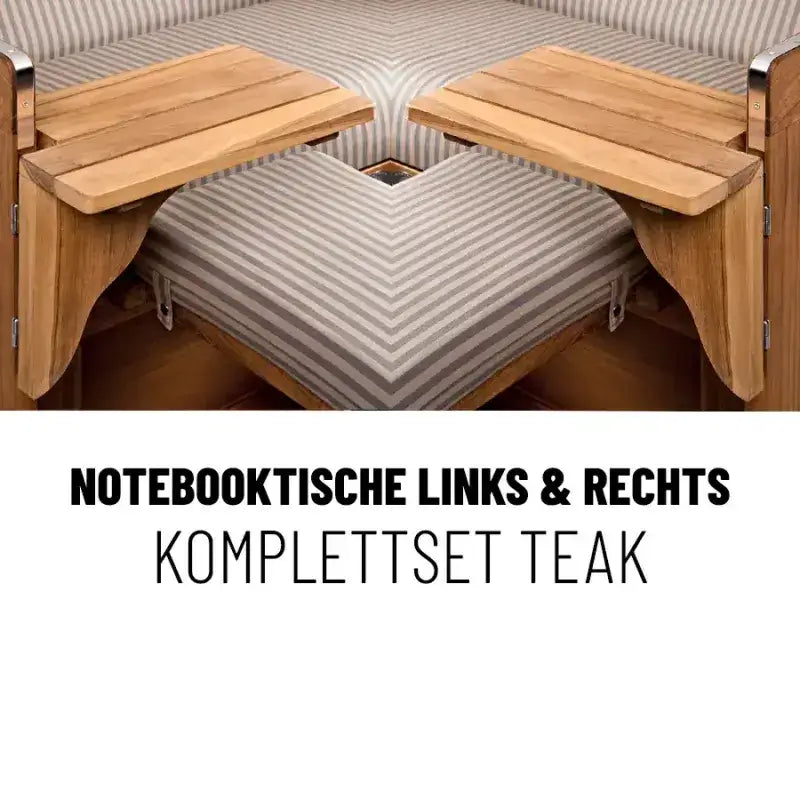 Nachrüstset Notebooktisch, Bistrotisch oder Schwenktisch für Strandkorbmodelle, Ausführung Teak - Strandkorb Fachhandel Prieß