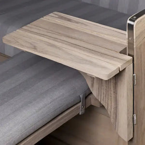 Nachrüstset Notebooktisch, Bistrotisch oder Schwenktisch für Strandkorbmodelle, Ausführung Teak vintage - Strandkorb Fachhandel Prieß