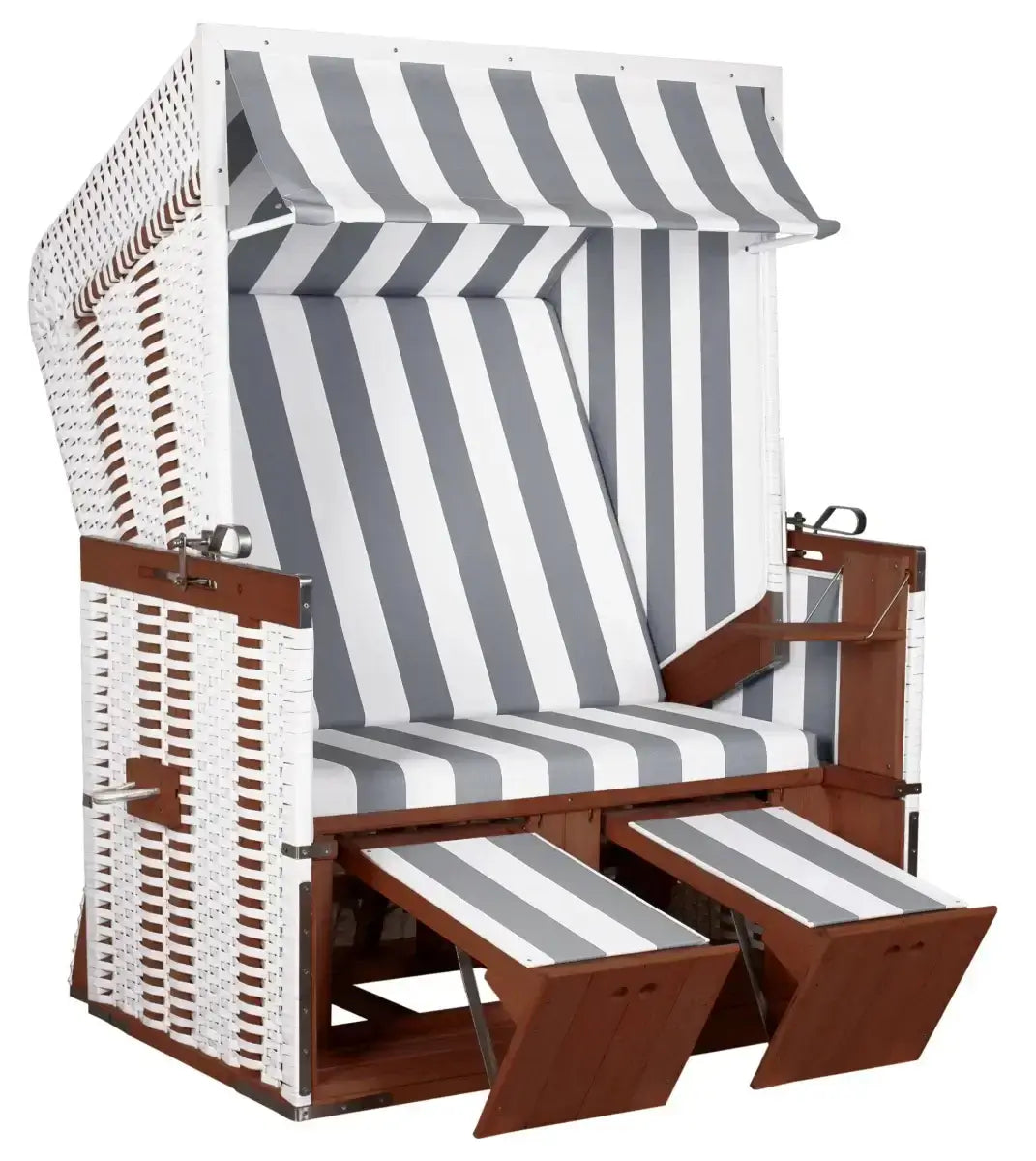 Strandkorb deVries Profi Nordsee Sylt PVC white Des. 989 - Strandkorb Fachhandel Prieß