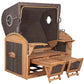 Strandkorb Mr. Deko Schillig Bullaugen Teak PE Grey 2,5-Sitzer XL Dessin 534 - Strandkorb Fachhandel Prieß