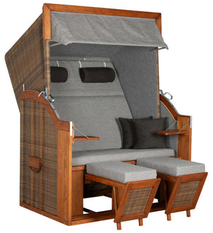 Strandkorb Tinnum Pinie PE griseum Dessin 573 grau anthrazit