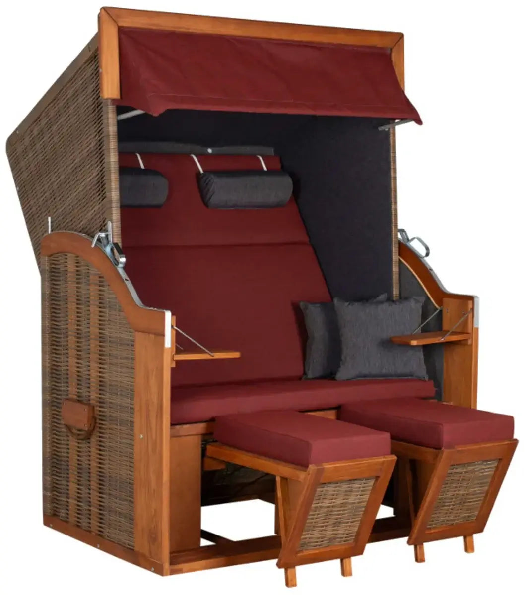 Strandkorb Tinnum Pinie PE griseum Dessin 575 anthrazit bordeaux