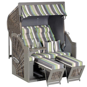 Strandkorb SunnySmart Rustikal 400 Z Comfort XL Pinienholz grau lasiert - PE-Geflecht vintage-braun Dessin 1226