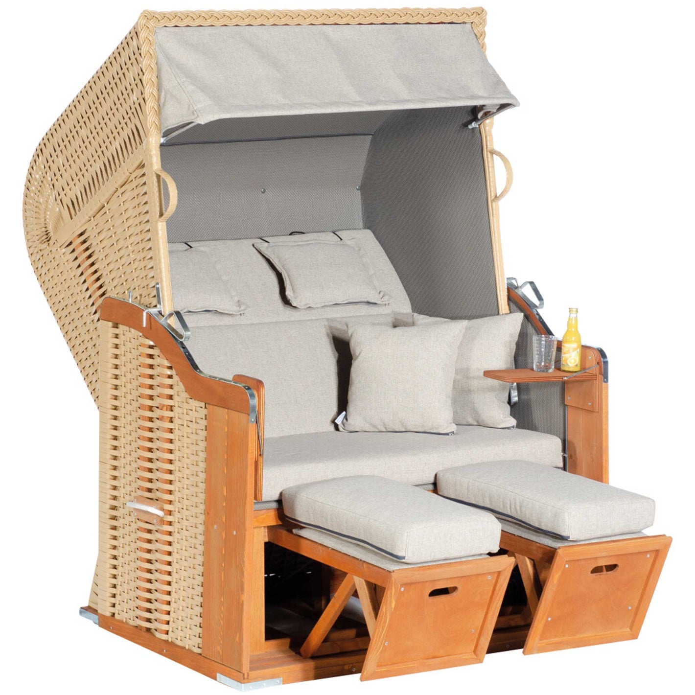 Strandkorb SunnySmart Rustikal 255 Plus, PVC-Geflecht beige, Dessin 1238