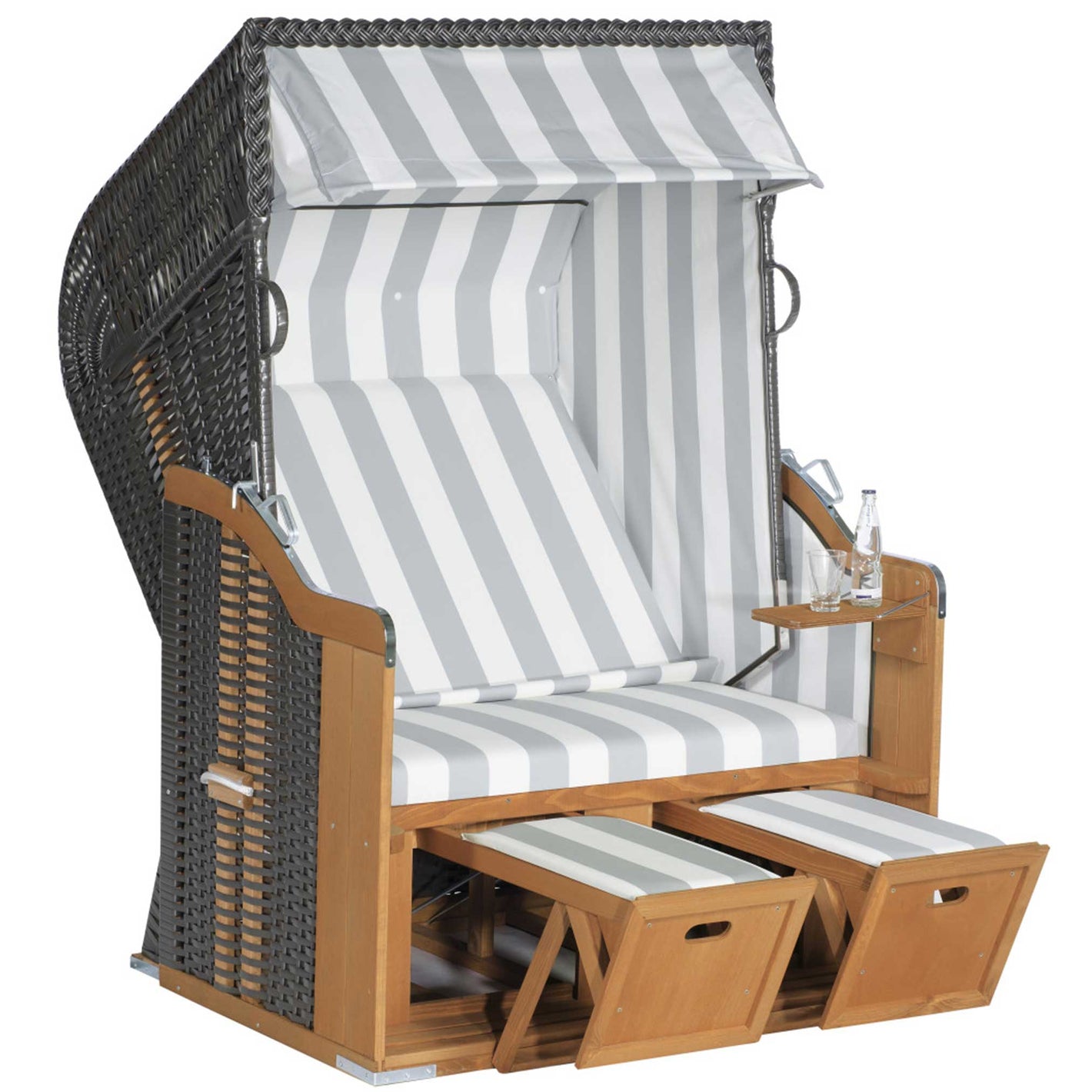 Strandkorb SunnySmart Rustikal 250 Basic, PVC-Geflecht anthrazit, PVC Stoff 210
